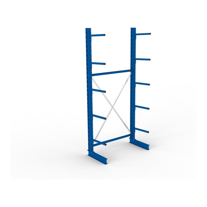 META MULTISTRONG L Kragarmregal 3000x1300x500 mm, Grundregal mit 6 Lagerebenen, einseitig, enzianblau