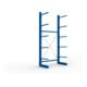 META MULTISTRONG L Kragarmregal 3000x1300x600 mm, Grundregal mit 6 Lagerebenen, einseitig, enzianblau