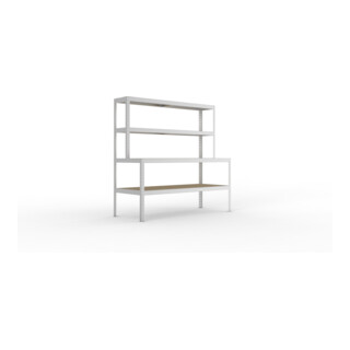 Meta Packtisch SPEED-RACK 1970 x 2000 x 800mm verzinkt mit Ablage Spanplatten natur