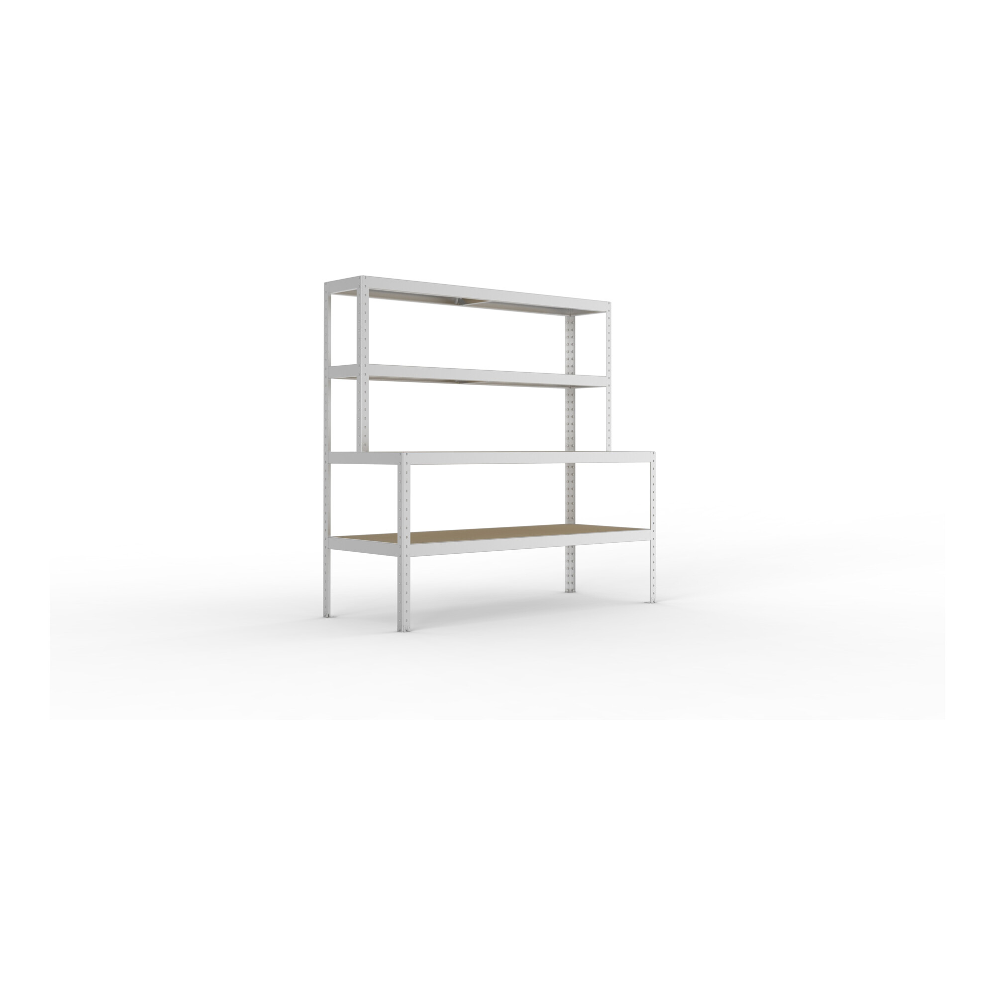 Meta Packtisch SPEED-RACK 1970 x 2000 x 800mm verzinkt mit Ablage Spanplatten natur