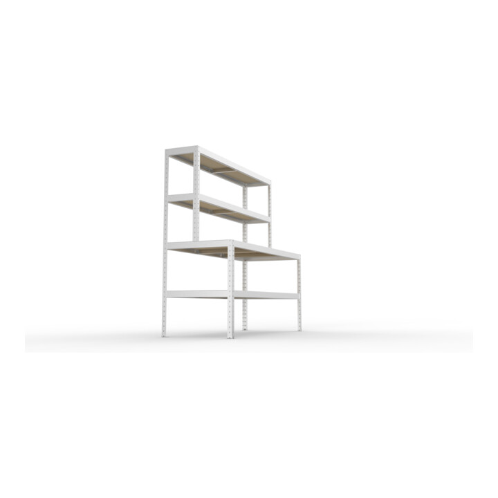 Meta Packtisch SPEED-RACK 1970 x 2000 x 800mm verzinkt mit Ablage Spanplatten natur