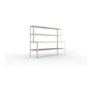 Meta Packtisch SPEED-RACK 1970 x 2500 x 800mm verzinkt mit Ablage Spanplatten natur