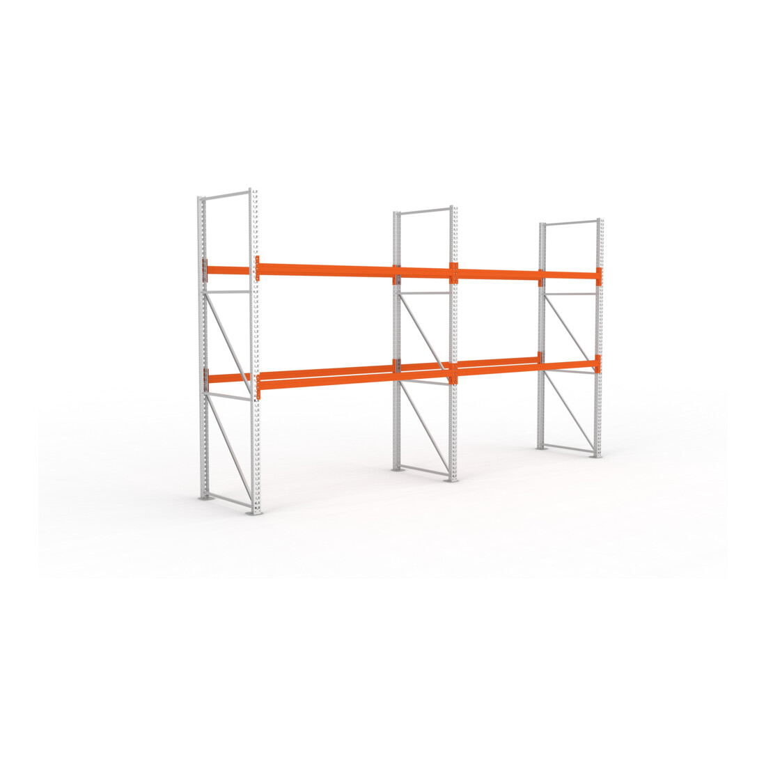 Meta Palettenkomplettregal Multipal Leicht 3300 x 5655 x 1100 mm bis 500 Kg verzinkt / rotorange 3 Ebenen