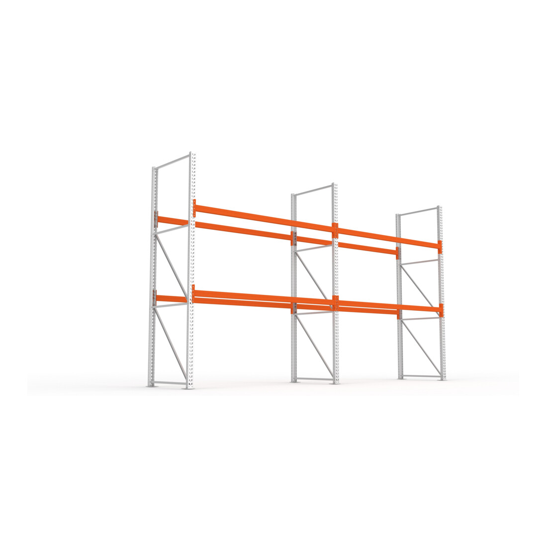 Meta Palettenkomplettregal Multipal Leicht 3300 x 5655 x 1100 mm bis 500 Kg verzinkt / rotorange 3 Ebenen
