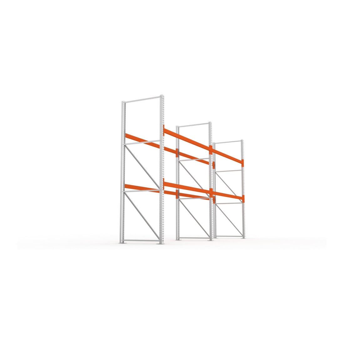 Meta Palettenkomplettregal Multipal Leicht 3300 x 5655 x 1100 mm bis 500 Kg verzinkt / rotorange 3 Ebenen
