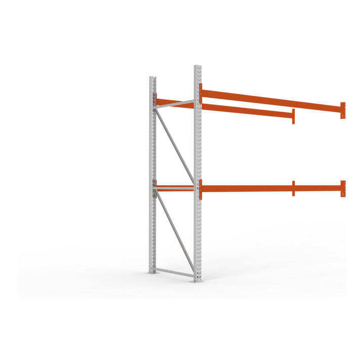 Meta Palettenregal Anbaumodul Multipal 2700 x 2785 x 1100 mm bis 500 Kg + Palette verzinkt / rotorange 3 Ebenen