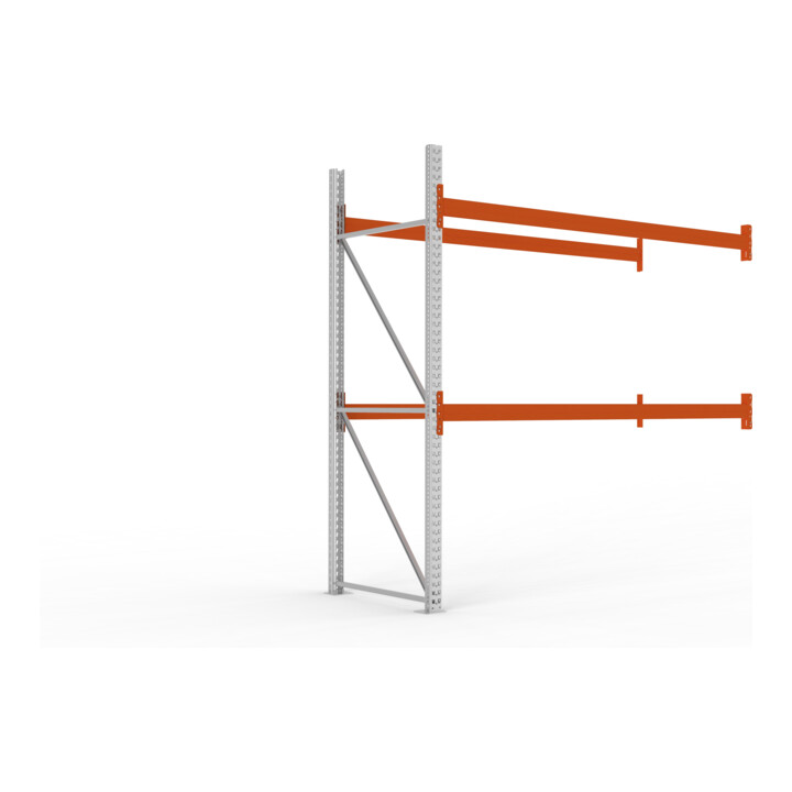 Meta Palettenregal Anbaumodul Multipal 2700 x 2785 x 1100 mm bis 800 Kg + Palette verzinkt / rotorange 3 Ebenen