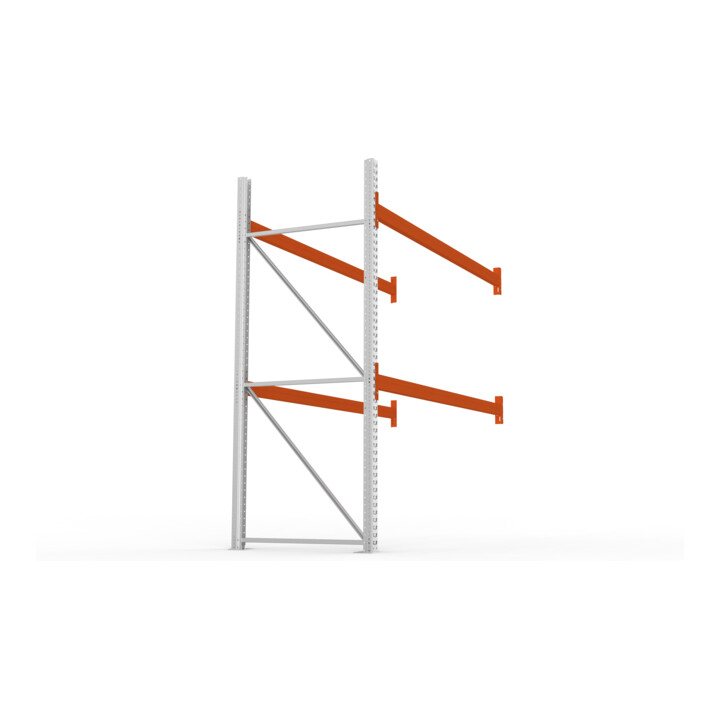 Meta Palettenregal Anbaumodul Multipal 2700 x 2785 x 1100 mm bis 800 Kg + Palette verzinkt / rotorange 3 Ebenen