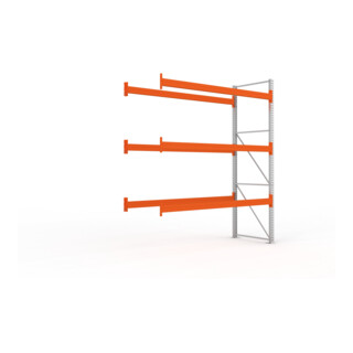 Meta Palettenregal Anbaumodul Multipal bis 1000 Kg + Palette verzinkt / rotorange 4 Ebenen