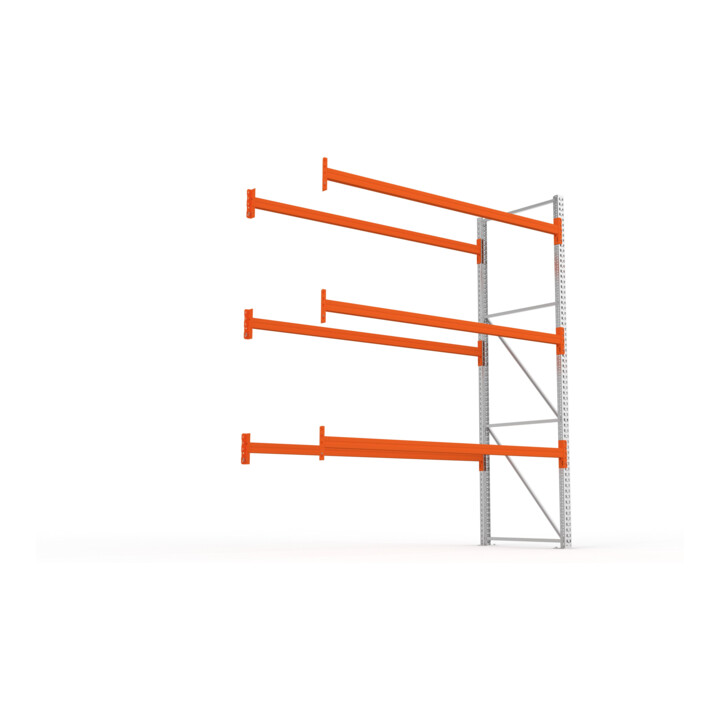 Meta Palettenregal Anbaumodul Multipal 3300 x 2785 x 1100 mm bis 500 Kg + Palette verzinkt / rotorange 4 Ebenen