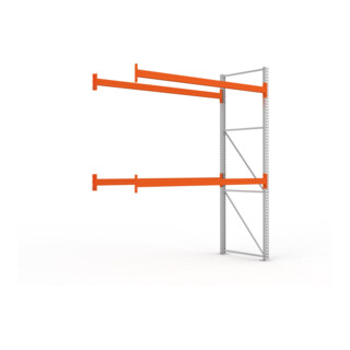 Meta Palettenregal Anbaumodul Multipal bis 800 Kg + Palette verzinkt / rotorange 3 Ebenen