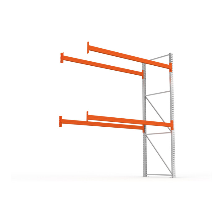 Meta Palettenregal Anbaumodul Multipal 3300 x 2785 x 1100 mm bis 800 Kg + Palette verzinkt / rotorange 3 Ebenen