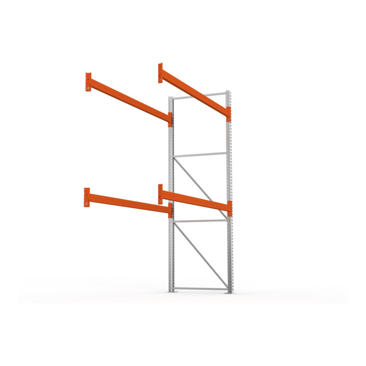 Meta Palettenregal Anbaumodul Multipal 3300 x 2785 x 1100 mm bis 800 Kg + Palette verzinkt / rotorange 3 Ebenen