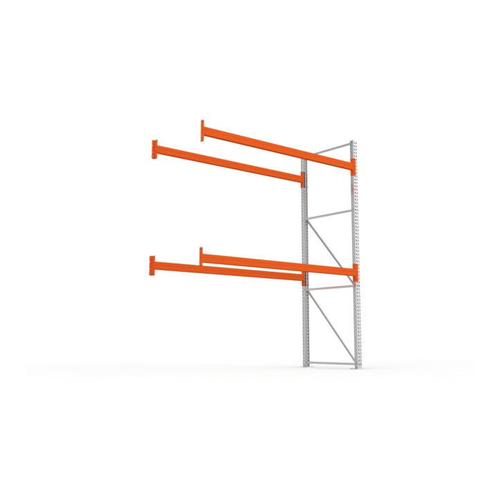 Meta Palettenregal Anbaumodul Multipal 3300 x 2785 x 1100 mm bis 800 Kg + Palette verzinkt / rotorange 3 Ebenen