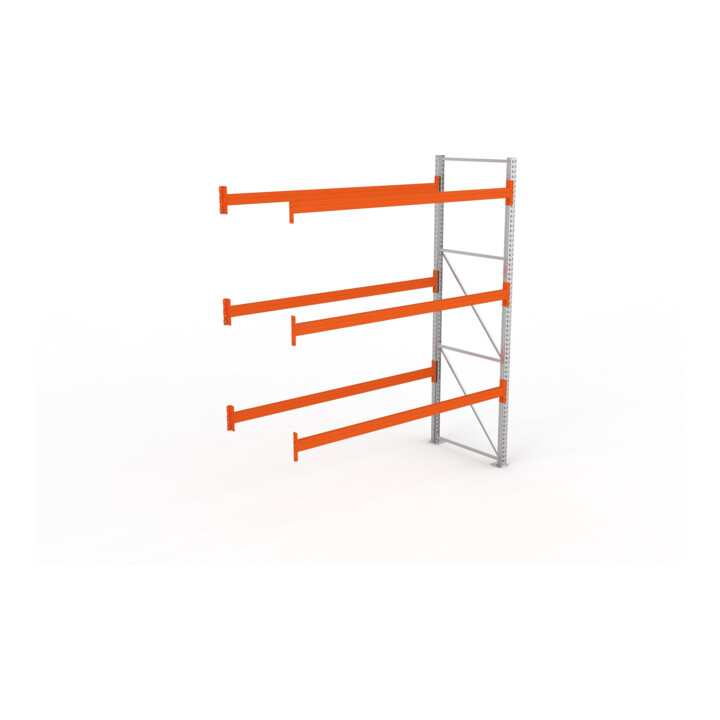 Meta Palettenregal Anbaumodul Multipal 3300 x 2785 x 1100 mm bis 800 Kg + Palette verzinkt / rotorange 4 Ebenen