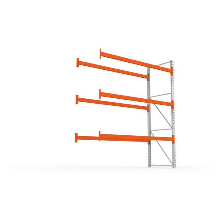 Meta Palettenregal Anbaumodul Multipal 3300 x 2785 x 1100 mm bis 800 Kg + Palette verzinkt / rotorange 4 Ebenen