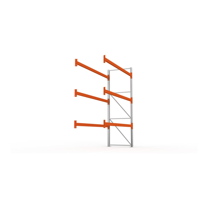 Meta Palettenregal Anbaumodul Multipal 3300 x 2785 x 1100 mm bis 800 Kg + Palette verzinkt / rotorange 4 Ebenen