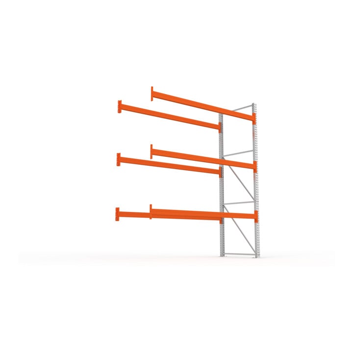 Meta Palettenregal Anbaumodul Multipal 3300 x 2785 x 1100 mm bis 800 Kg + Palette verzinkt / rotorange 4 Ebenen