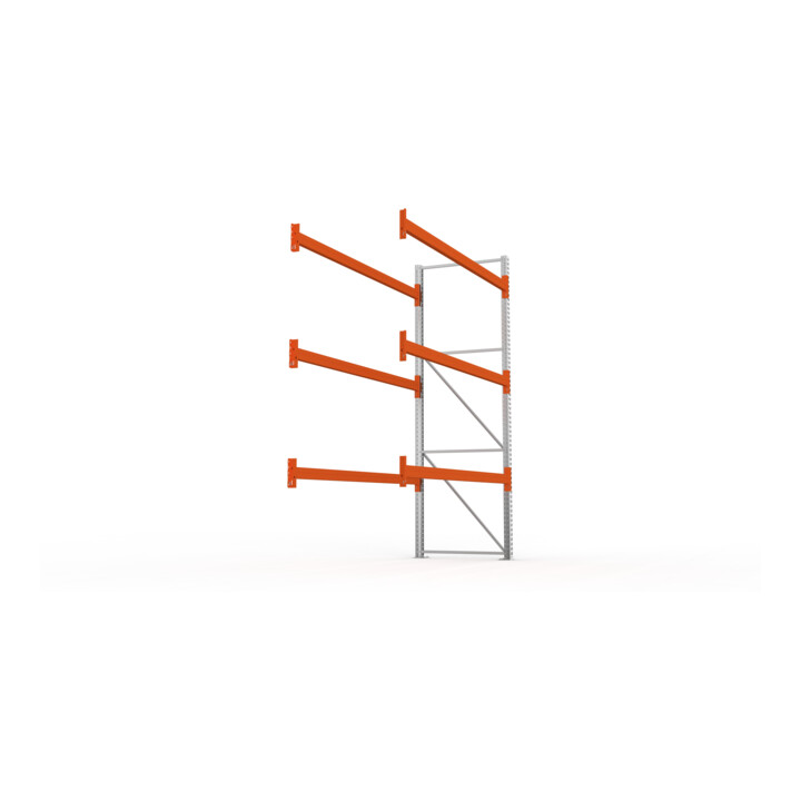 Meta Palettenregal Anbaumodul Multipal 3300 x 2785 x 1100 mm bis 800 Kg + Palette verzinkt / rotorange 4 Ebenen
