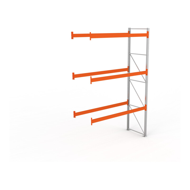 Meta Palettenregal Anbaumodul Multipal 4400 x 2785 x 1100 mm bis 1000 Kg + Palette verzinkt / rotorange 4 Ebenen