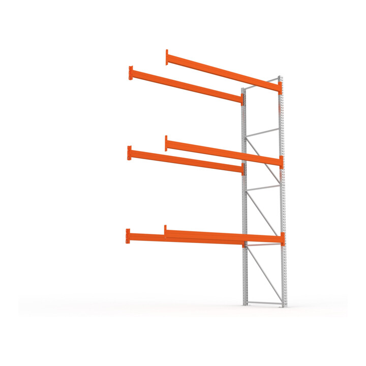 Meta Palettenregal Anbaumodul Multipal 4400 x 2785 x 1100 mm bis 1000 Kg + Palette verzinkt / rotorange 4 Ebenen