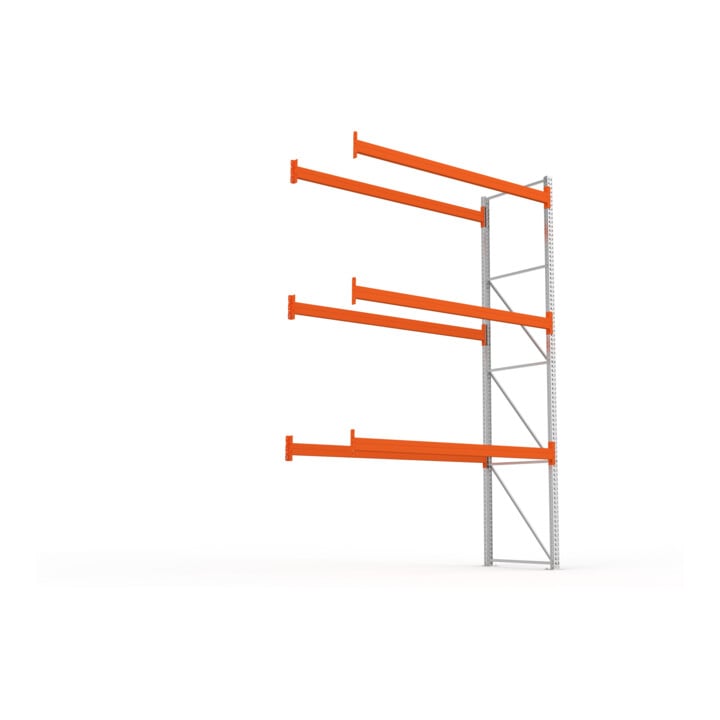 Meta Palettenregal Anbaumodul Multipal 4400 x 2785 x 1100 mm bis 1000 Kg + Palette verzinkt / rotorange 4 Ebenen