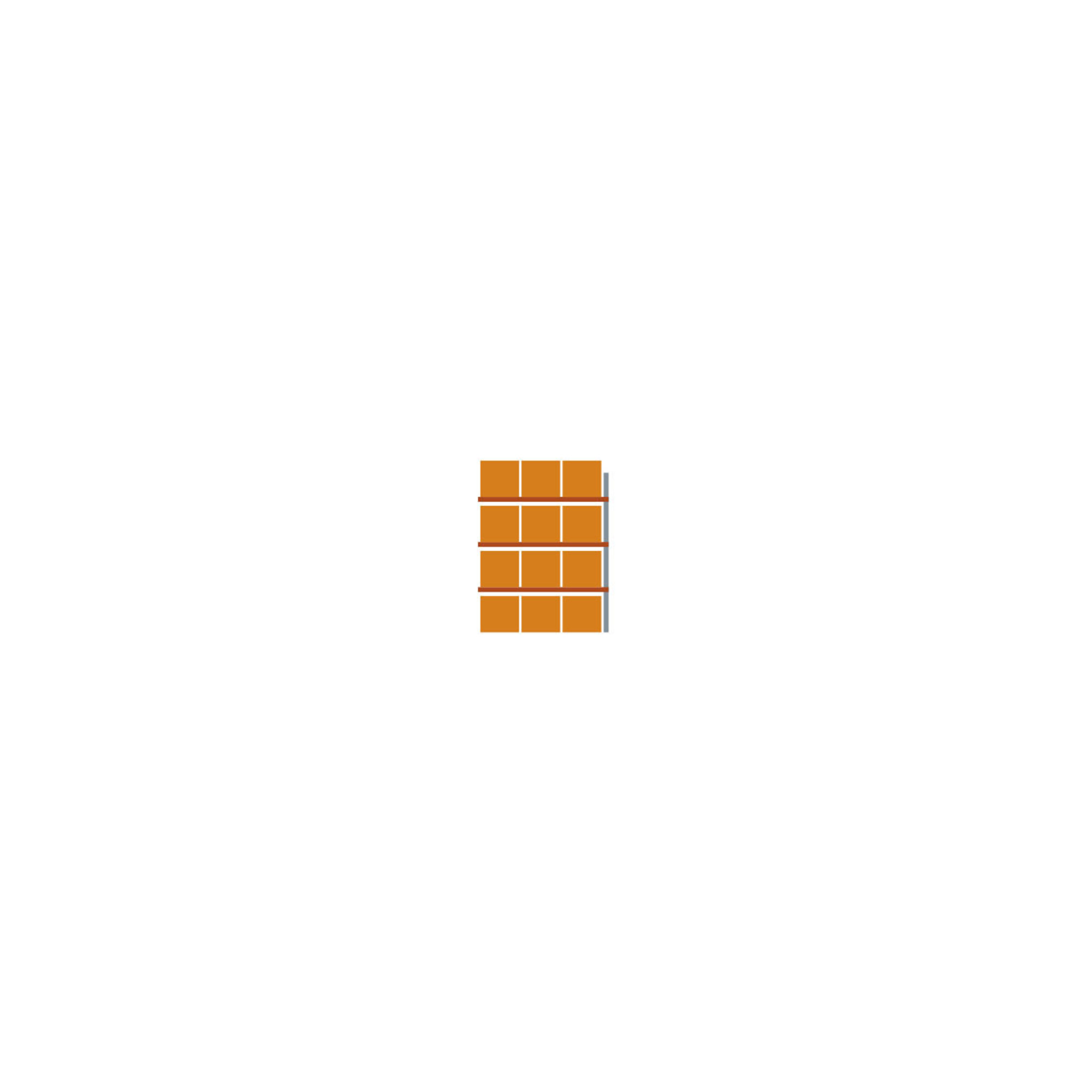 Meta Palettenregal Anbaumodul Multipal 5500 x 2785 x 1100 mm bis 500 Kg + Palette verzinkt / rotorange 4 Ebenen