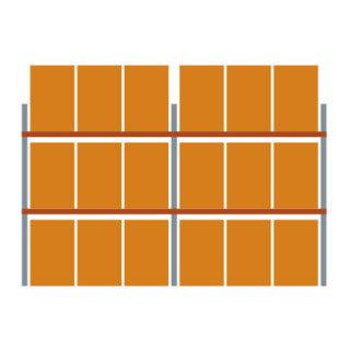 Meta Palettenregal Grundmodul Multipal 3300 x 5655 x 1100 mm bis 800 Kg + Palette verzinkt / rotorange 3 Ebenen