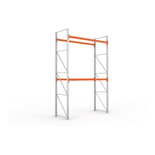 Meta Palettenregal MULTIPAL 4400 x 2700 x 1100 mm verzinkt rotorange bis 470 Kg Palettengewicht mit 3 Lagerebenen inkl. Boden