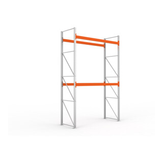 Meta Palettenregal MULTIPAL 4400 x 2700 x 1100 mm verzinkt rotorange mit 3 Lagerebenen