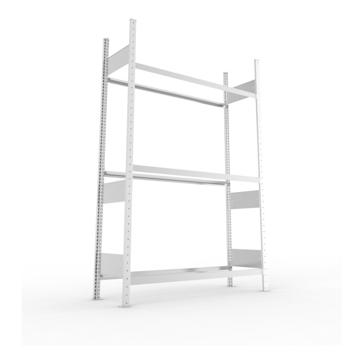 META S3 CLIP Reifenregal 2000x1300x400 mm, Grundregal, mit 3 Reifenebenen, 150 Kg Fachlast, verzinkt