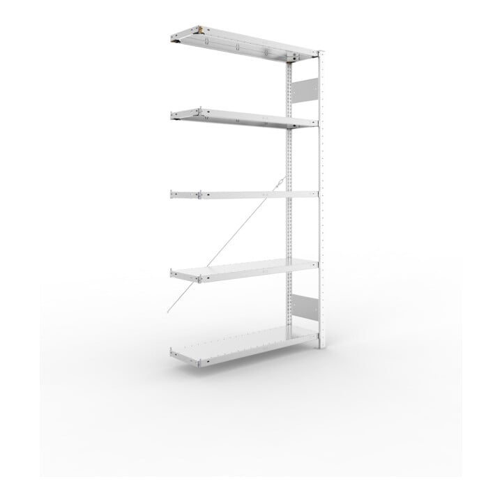 META S3 CLIP150 Anbauregal 2000x1000x300 mm in verzinkt mit 5 Böden, 150 kg Traglast je Boden