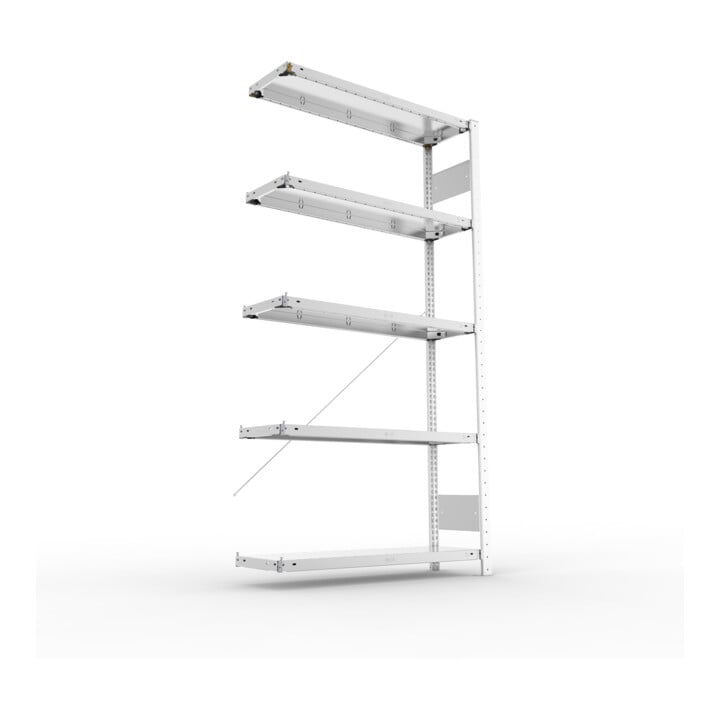 META S3 CLIP150 Anbauregal 2000x1000x300 mm in verzinkt mit 5 Böden, 150 kg Traglast je Boden
