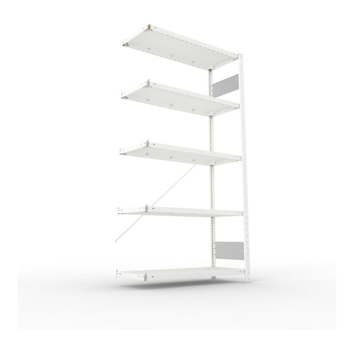 META S3 CLIP150 Anbauregal 2000x1000x400 mm in lichtgrau mit 5 Böden, 150 kg Traglast je Boden
