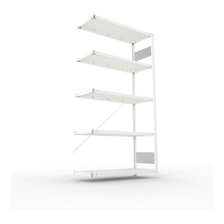 META S3 CLIP150 Anbauregal 2000x1000x400 mm in lichtgrau mit 5 Böden, 150 kg Traglast je Boden