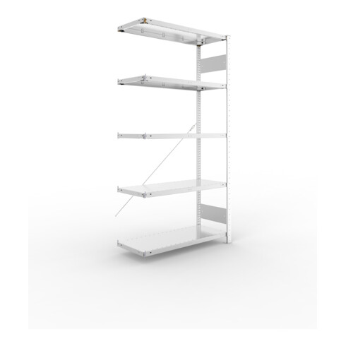META S3 CLIP150 Anbauregal 2000x1000x400 mm in verzinkt mit 5 Böden, 150 kg Traglast je Boden