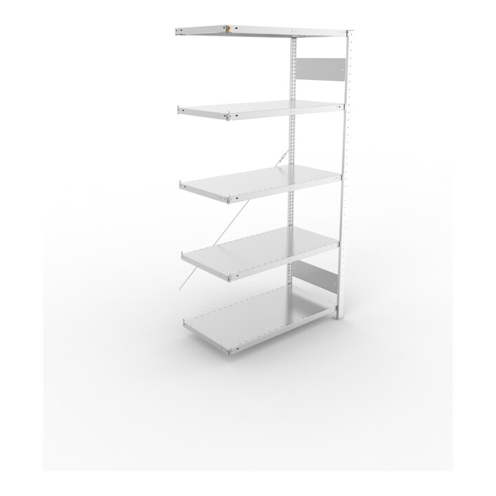 META S3 CLIP150 Anbauregal 2000x1000x500 mm in verzinkt mit 5 Böden, 150 kg Traglast je Boden