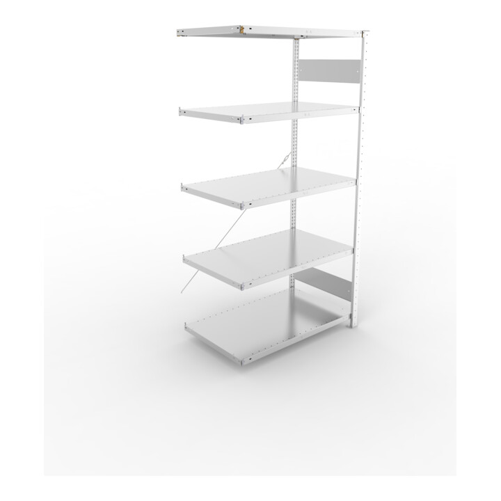 META S3 CLIP150 Anbauregal 2000x1000x600 mm in verzinkt mit 5 Böden, 150 kg Traglast je Boden
