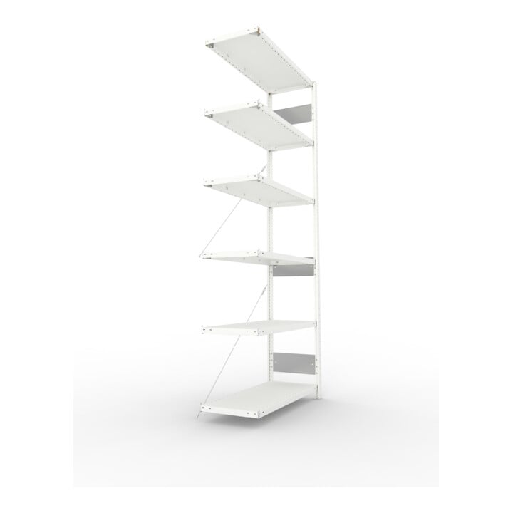META S3 CLIP150 Anbauregal 2500x1000x400 mm in lichtgrau mit 6 Böden, 150 kg Traglast je Boden
