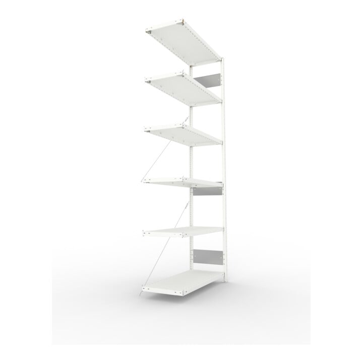 META S3 CLIP150 Anbauregal 2500x1000x400 mm in lichtgrau mit 6 Böden, 150 kg Traglast je Boden
