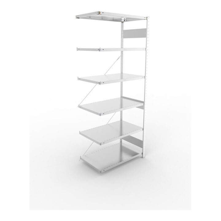 META S3 CLIP150 Anbauregal 2500x1000x600 mm in verzinkt mit 6 Böden, 150 kg Traglast je Boden