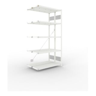 META S3 CLIP150 Doppelregal 2000x1000x(300+300) mm, Anbauregal, 2 x 5 Böden, 150 Kg Fachlast, lichtgrau