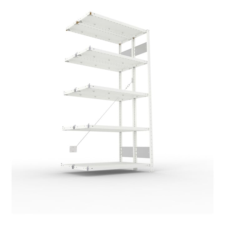 META S3 CLIP150 Doppelregal 2000x1000x(300+300) mm, Anbauregal, 2 x 5 Böden, 150 Kg Fachlast, lichtgrau