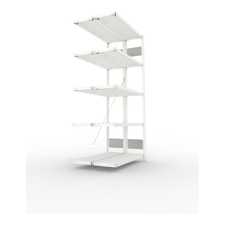 META S3 CLIP150 Doppelregal 2000x1000x(300+300) mm, Anbauregal, 2 x 5 Böden, 150 Kg Fachlast, lichtgrau