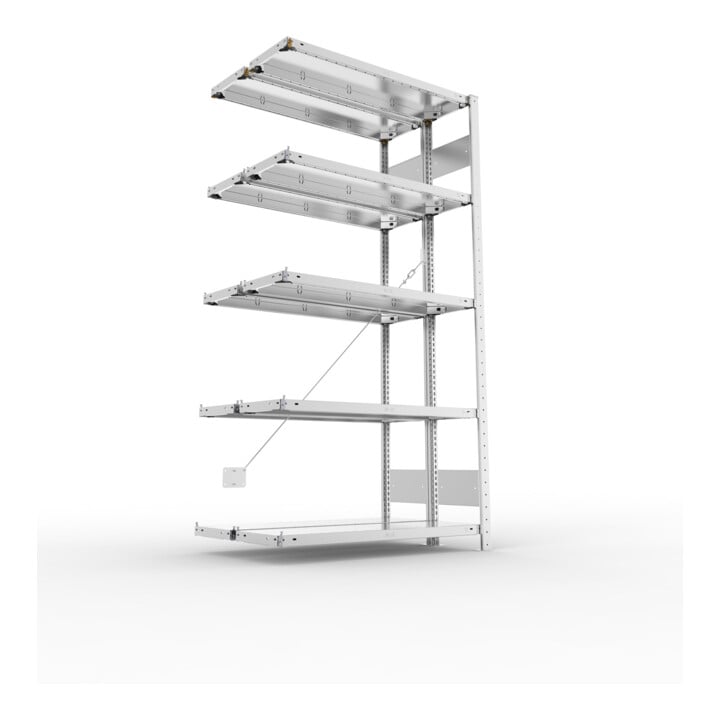 META S3 CLIP150 Doppelregal 2000x1000x(300+300) mm, Anbauregal, 2 x 5 Böden, 150 Kg Fachlast, verzinkt