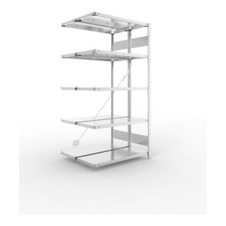 META S3 CLIP150 Doppelregal 2000x1000x(400+400) mm, Anbauregal, 2 x 5 Böden, 150 Kg Fachlast, verzinkt