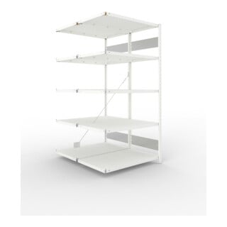 META S3 CLIP150 Doppelregal 2000x1000x(600+600) mm, Anbauregal, 2 x 5 Böden, 150 Kg Fachlast, lichtgrau
