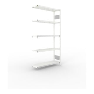 META S3 CLIP150 Fachbodenregal 2000x1000x300 mm, Anbauregal mit 5 Fachböden, beidseitige Bedienung, lichtgrau