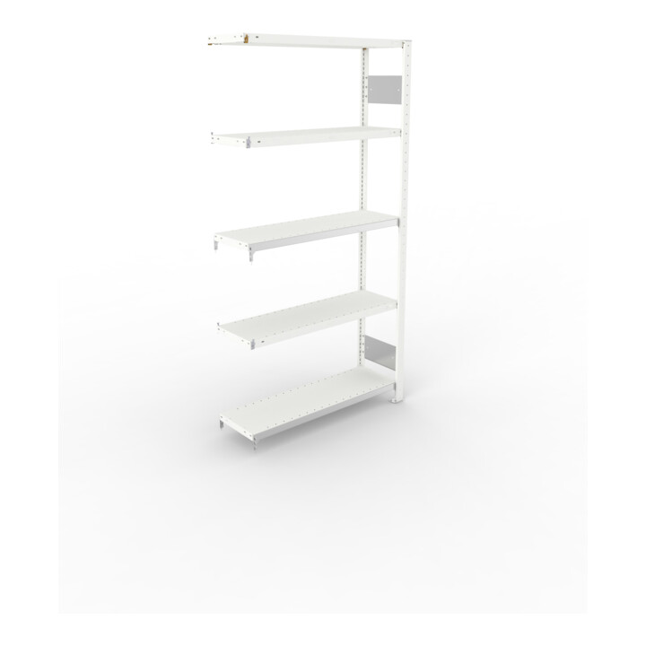 META S3 CLIP150 Fachbodenregal 2000x1000x300 mm, Anbauregal mit 5 Fachböden, beidseitige Bedienung, lichtgrau