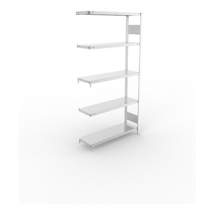META S3 CLIP150 Fachbodenregal 2000x1000x300 mm, Anbauregal mit 5 Fachböden, beidseitige Bedienung, verzinkt